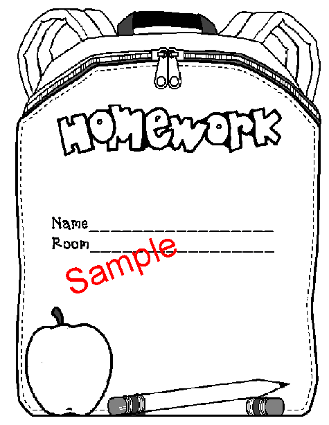kindergarten homework folder cover sheet